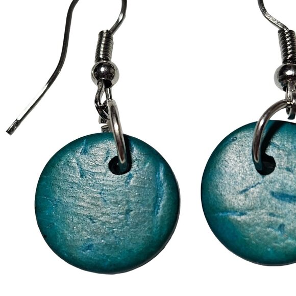 Southwest Turquoise Blue Round Disc Dangle Earrings Retro Fashion Jewelry Women - Picture 3 of 4